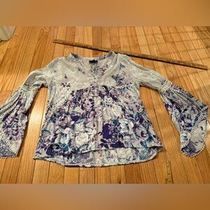 Angie Multicolor Floral Bell Sleeve Fairycore Top